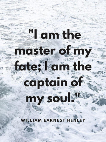 William Ernest Henley Quote: Master of My Fate White Modern Wood Framed Art Print with Double Matting by ArtsyQuotes