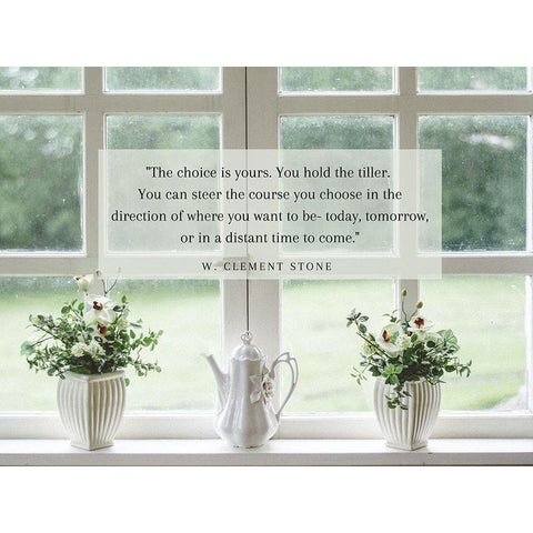 W. Clement Stone Quote: Choice is Yours White Modern Wood Framed Art Print by ArtsyQuotes
