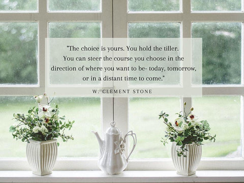 W. Clement Stone Quote: Choice is Yours Black Ornate Wood Framed Art Print with Double Matting by ArtsyQuotes