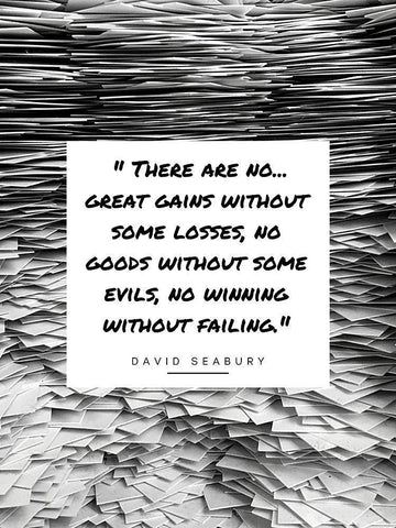 David Seabury Quote: Great Gains Black Ornate Wood Framed Art Print with Double Matting by ArtsyQuotes