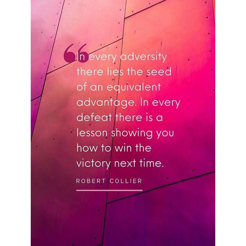 Robert Collier Quote: Every Adversity White Modern Wood Framed Art Print by ArtsyQuotes