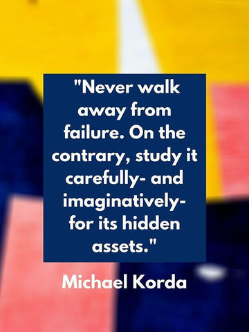 Michael Korda Quote: Never Walk Away White Modern Wood Framed Art Print with Double Matting by ArtsyQuotes