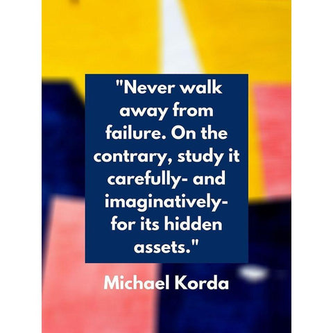 Michael Korda Quote: Never Walk Away Black Modern Wood Framed Art Print by ArtsyQuotes