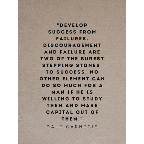 Dale Carnegie Quote: Develop Success White Modern Wood Framed Art Print by ArtsyQuotes