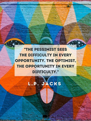 L.P. Jacks Quote: The Pessimist White Modern Wood Framed Art Print with Double Matting by ArtsyQuotes