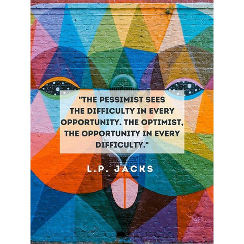 L.P. Jacks Quote: The Pessimist White Modern Wood Framed Art Print by ArtsyQuotes