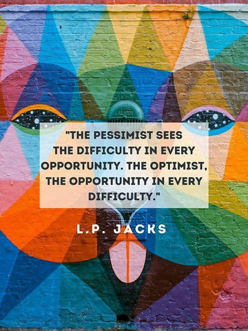 L.P. Jacks Quote: The Pessimist Black Ornate Wood Framed Art Print with Double Matting by ArtsyQuotes