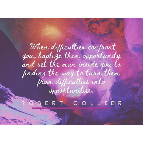 Robert Collier Quote: Difficulties Black Modern Wood Framed Art Print with Double Matting by ArtsyQuotes