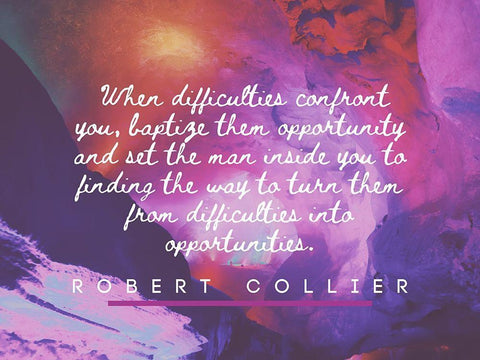 Robert Collier Quote: Difficulties White Modern Wood Framed Art Print with Double Matting by ArtsyQuotes