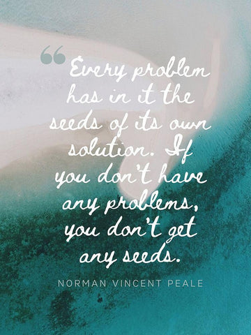 Norman Vincent Peale Quote: Every Problem White Modern Wood Framed Art Print with Double Matting by ArtsyQuotes