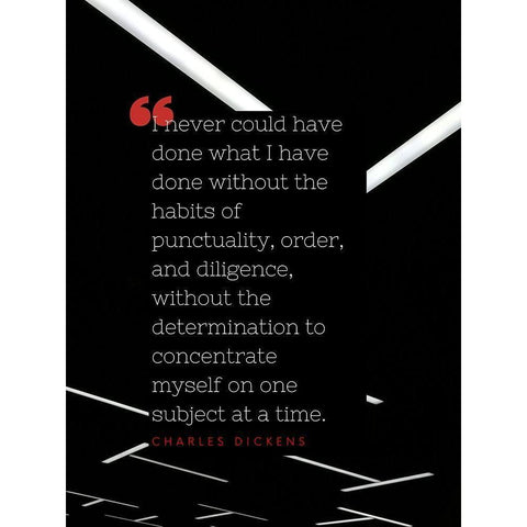 Charles Dickens Quote: Habits of Punctuality White Modern Wood Framed Art Print by ArtsyQuotes