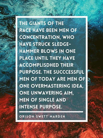 Orison Swett Marden Quote: Men of Concentration Black Ornate Wood Framed Art Print with Double Matting by ArtsyQuotes