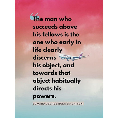 Edward George Bulwer-Lytton Quote: Man Who Succeeds White Modern Wood Framed Art Print by ArtsyQuotes