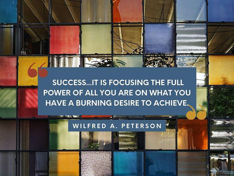 Wilfred A. Peterson Quote: Success White Modern Wood Framed Art Print with Double Matting by ArtsyQuotes