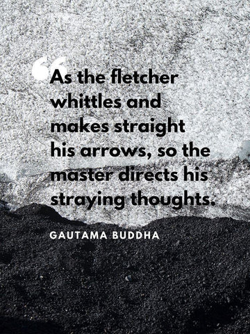 Gautama Buddha Quote: Straying Thoughts White Modern Wood Framed Art Print with Double Matting by ArtsyQuotes