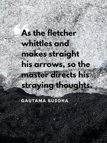 Gautama Buddha Quote: Straying Thoughts Black Modern Wood Framed Art Print by ArtsyQuotes