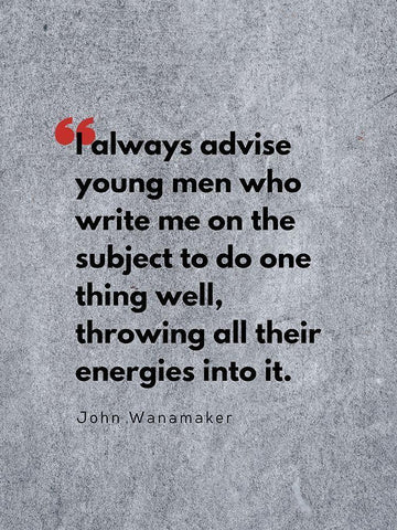 John Wanamaker Quote: Throwing All Their Energies Black Ornate Wood Framed Art Print with Double Matting by ArtsyQuotes