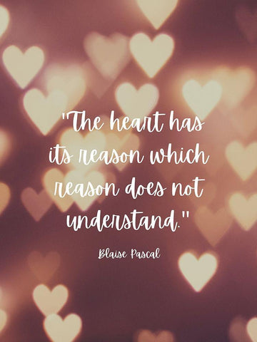Blaise Pascal Quote: The Heart has Reasons Black Ornate Wood Framed Art Print with Double Matting by ArtsyQuotes