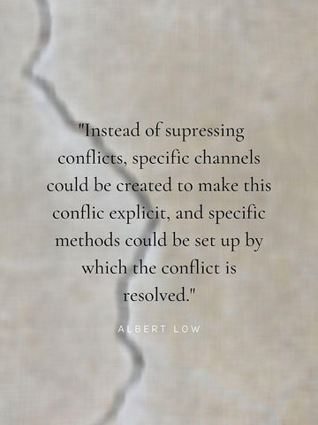 Albert Low Quote: Conflict is Resolved Black Ornate Wood Framed Art Print with Double Matting by ArtsyQuotes