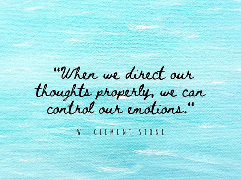 W. Clement Stone Quote: Emotions White Modern Wood Framed Art Print with Double Matting by ArtsyQuotes