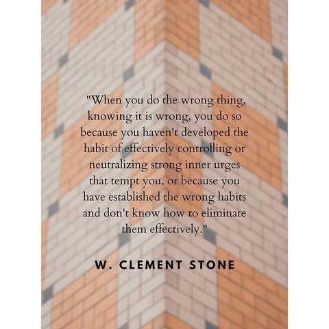 W. Clement Stone Quote: Wrong Thing White Modern Wood Framed Art Print by ArtsyQuotes