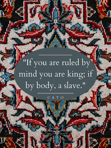 Cato Quote: Ruled by Mind Black Ornate Wood Framed Art Print with Double Matting by ArtsyQuotes