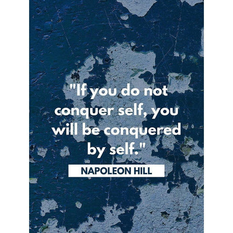 Napoleon Hill Quote: Conquered by Self White Modern Wood Framed Art Print by ArtsyQuotes