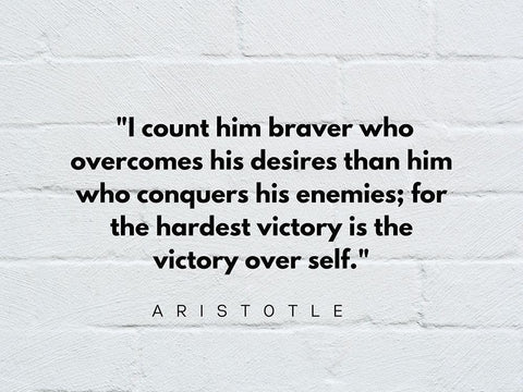 Aristotle Quote: Victory Black Ornate Wood Framed Art Print with Double Matting by ArtsyQuotes