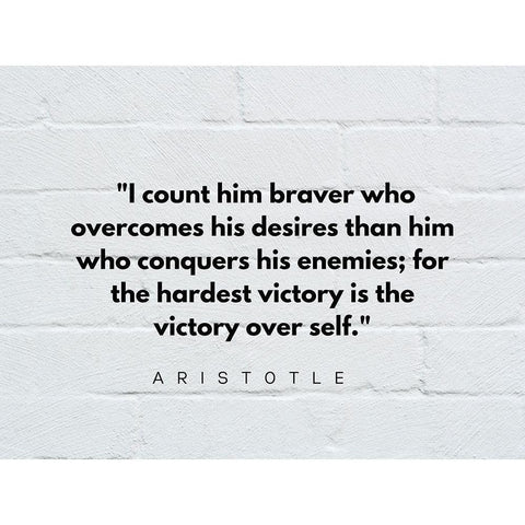 Aristotle Quote: Victory White Modern Wood Framed Art Print by ArtsyQuotes