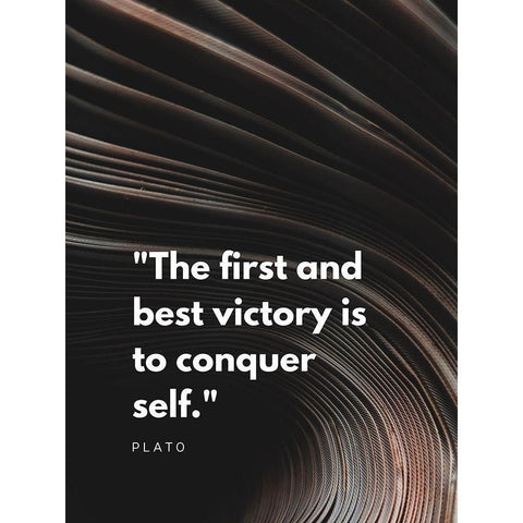 Plato Quote: Conquer Self Black Modern Wood Framed Art Print with Double Matting by ArtsyQuotes