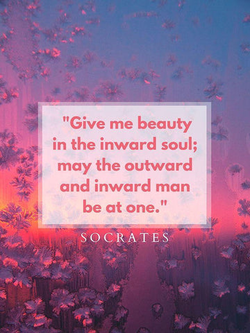 Socrates Quote: Inward Soul White Modern Wood Framed Art Print with Double Matting by ArtsyQuotes