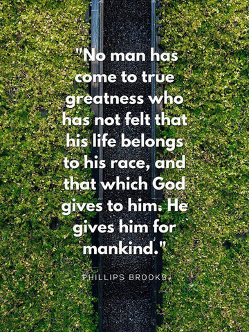 Phillips Brooks Quote: True Greatness Black Ornate Wood Framed Art Print with Double Matting by ArtsyQuotes