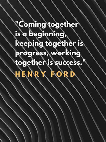 Henry Ford Quote: Coming Together Black Ornate Wood Framed Art Print with Double Matting by ArtsyQuotes