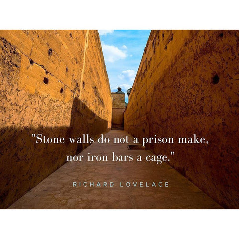 Richard Lovelace Quote: Stone Walls Black Modern Wood Framed Art Print by ArtsyQuotes