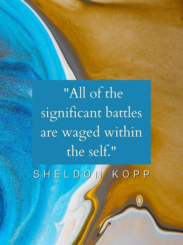 Sheldon Kopp Quote: Battles White Modern Wood Framed Art Print with Double Matting by ArtsyQuotes