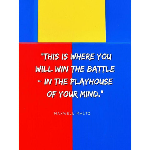 Maxwell Maltz Quote: Playhouse of Your Mind White Modern Wood Framed Art Print by ArtsyQuotes
