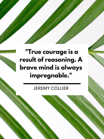 Jeremy Collier Quote: True Courage White Modern Wood Framed Art Print with Double Matting by ArtsyQuotes