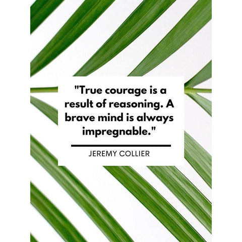 Jeremy Collier Quote: True Courage White Modern Wood Framed Art Print by ArtsyQuotes