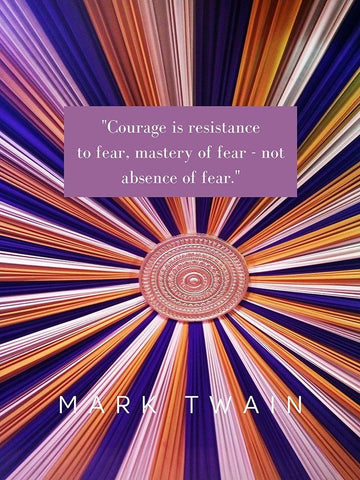 Mark Twain Quote: Courage Black Ornate Wood Framed Art Print with Double Matting by ArtsyQuotes