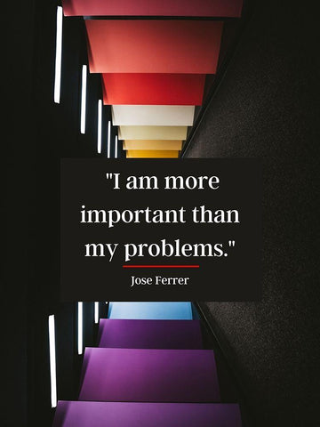 Jose Ferrer Quote: My Problems White Modern Wood Framed Art Print with Double Matting by ArtsyQuotes