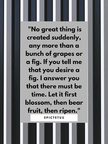 Epictetus Quote: No Great Thing Black Ornate Wood Framed Art Print with Double Matting by ArtsyQuotes