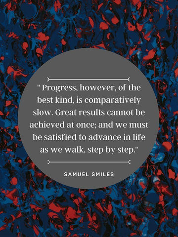 Samuel Smiles Quote: Great Results Black Ornate Wood Framed Art Print with Double Matting by ArtsyQuotes