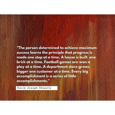 David Joseph Shwartz Quote: Achieve Maximum Success White Modern Wood Framed Art Print by ArtsyQuotes