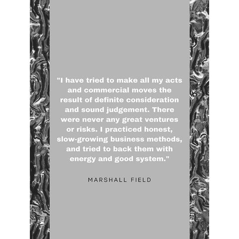 Marshall Field Quote: Sound Judgement White Modern Wood Framed Art Print by ArtsyQuotes