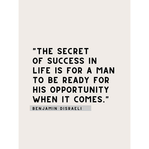 Benjamin Disraeli Quote: Secret of Success Black Modern Wood Framed Art Print with Double Matting by ArtsyQuotes
