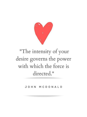 John McDonald Quote: Intensity of Your Desire White Modern Wood Framed Art Print with Double Matting by ArtsyQuotes