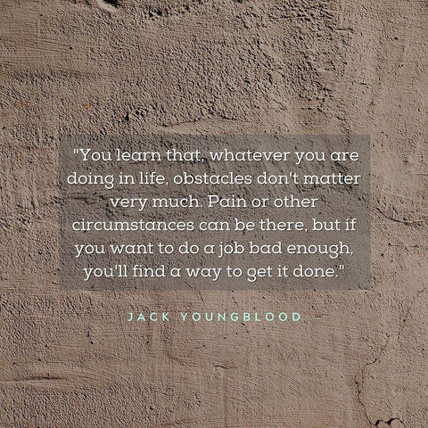 Jack Youngblood Quote: Obstacles Dont Matter Black Modern Wood Framed Art Print by ArtsyQuotes