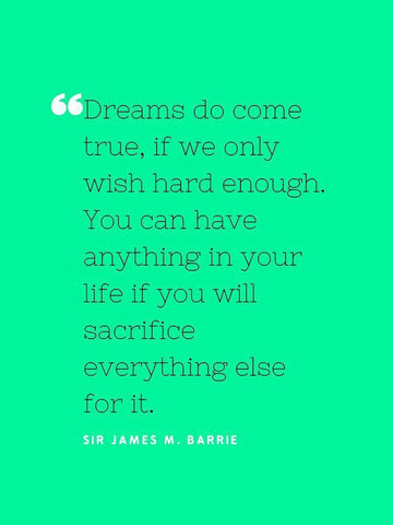 Sir James M. Barrie Quote: Dreams do Come True Black Ornate Wood Framed Art Print with Double Matting by ArtsyQuotes