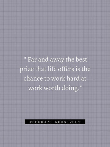 Theordore Roosevelt Quote: Work Hard Black Ornate Wood Framed Art Print with Double Matting by ArtsyQuotes