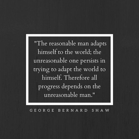 George Bernard Shaw Quote: The Reasonable Man Gold Ornate Wood Framed Art Print with Double Matting by ArtsyQuotes